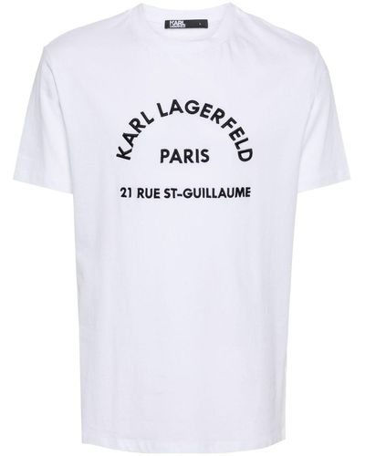 Karl Lagerfeld Camiseta con logo bordado - Blanco