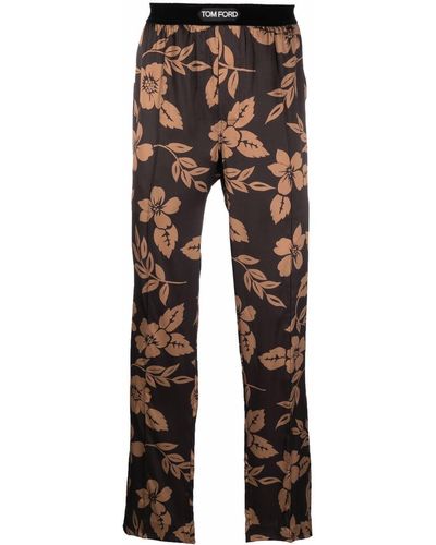 Tom Ford Pantalones de pijama con motivo floral - Negro