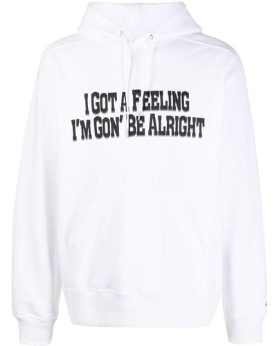 Sacai Slogan-print Cotton Hoodie - White