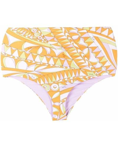 Emilio Pucci Bandierine-print Bikini Bottoms - Orange