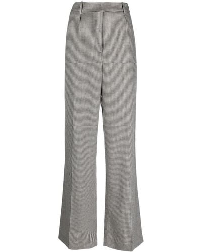 Alexandre Vauthier Houndstooth High-waist Wide-leg Trousers - Grey