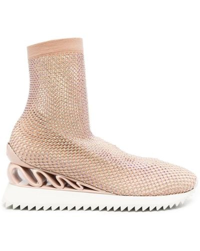 Le Silla Gilda Crystal-embellished High-top Sneakers - Pink