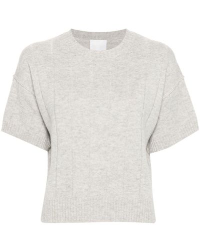 Allude Mélange Ribbed Top - White
