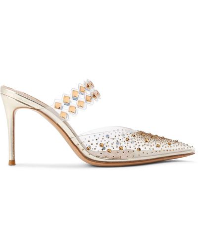 Nicoli Farrow Crystal-embellished Leather Sandals - White