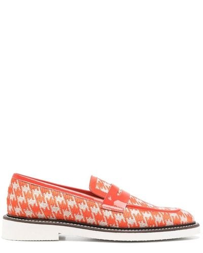 Pollini Houndstooth-pattern Print Loafers - Red