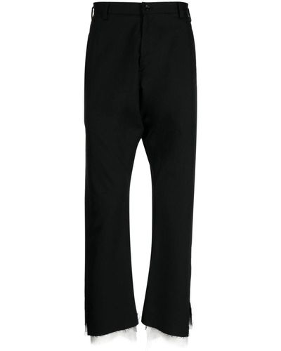 Sulvam Frayed-hem Wool Pants - Black