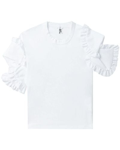 Noir Kei Ninomiya T-shirt à manches volantées - Blanc