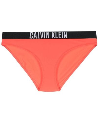 Calvin Klein Logo-waistband Bikini Bottoms - Red