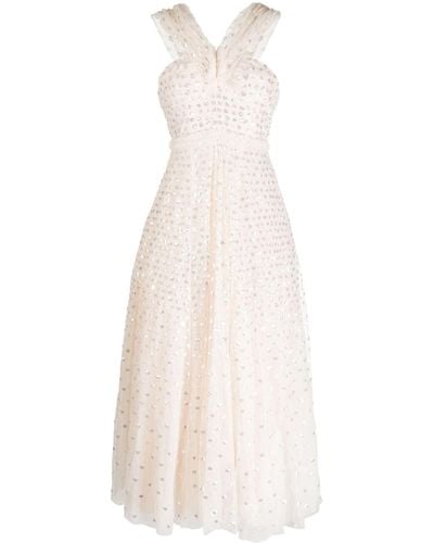 Needle & Thread Sequinned V-neck Maxi Dress - White