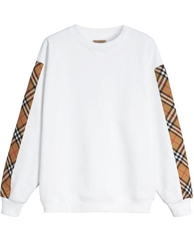 Burberry Vintage Check Detail Cotton Blend Sweatshirt - White