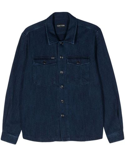 Tom Ford Camicia denim a maniche lunghe - Blu