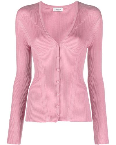 Lanvin Gerippter Cardigan mit V-Ausschnitt - Pink