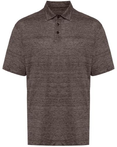 Zegna Short-sleeve Linen Polo Shirt - Brown