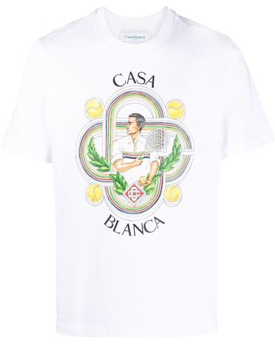 Casablancabrand Le Joueur T-Shirt aus Bio-Baumwolle - Weiß
