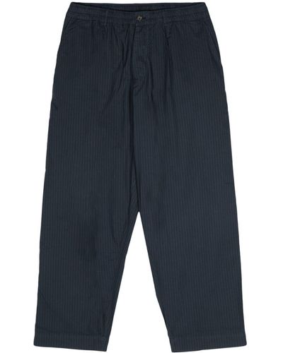 Universal Works Nearly pinstriped oxford trousers - Blau