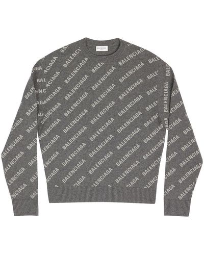 Balenciaga Mini Allover Logo Sweater - Gray