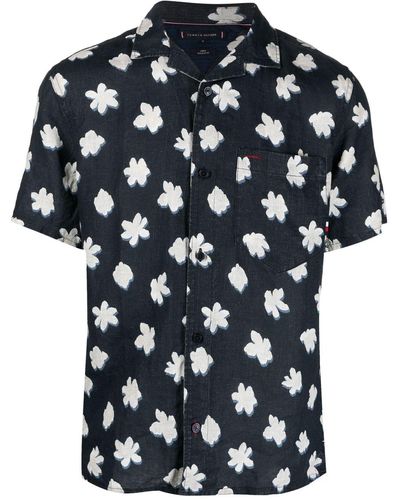 Tommy Hilfiger Mono Flower Linen Shirt - Blue