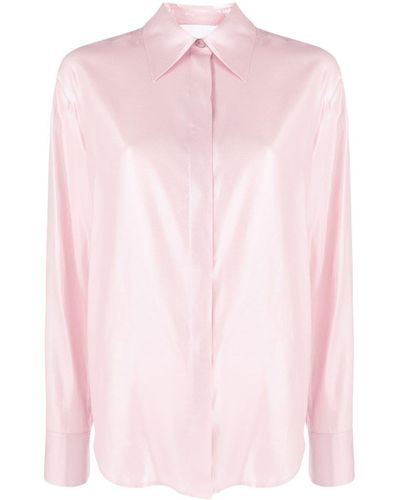 Genny Satin Finish Silk-blend Shirt - Pink