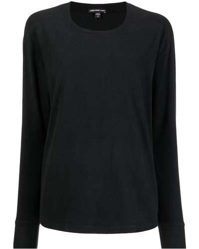 James Perse Drop-shoulder Crew Sweatshirt - Black