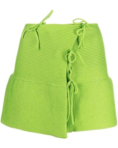 a. roege hove Emma Tie-embellished Asymmetric Miniskirt - Green