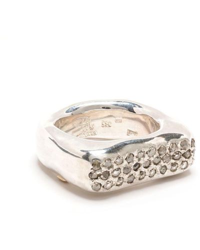 Rosa Maria Pavé Diamond Wide Band Ring - White