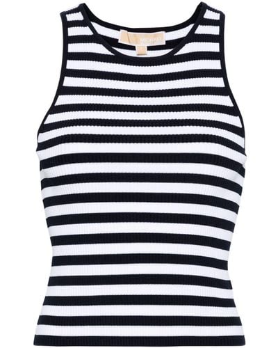 Michael Kors Sleeveless Viscose T-Shirt With Striped Print - Blue