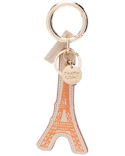 See By Chloé Slogan-print Leather Keyring - White