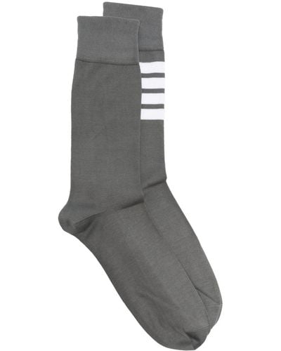 Thom Browne 4-bar Mid-calf Socks - Gray