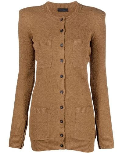 Wardrobe NYC Crew-neck Knitted Cardigan - Brown