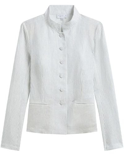 agnès b. Striped Button-up Jacket - White