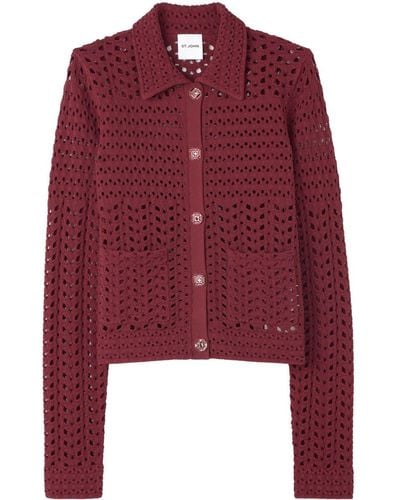 St. John Crochet-knit Cardigan - Red