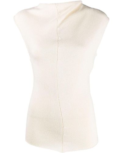 Jil Sander High Neck Knitted Top - White