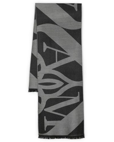 Alexander McQueen Schal mit Intarsien-Logo - Grau