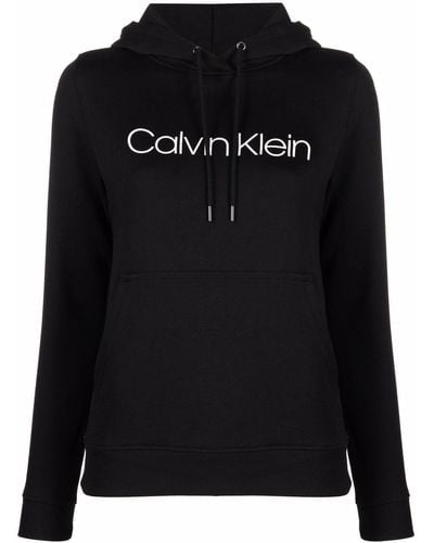 Calvin Klein Logo-print Cotton Hoodie - Black