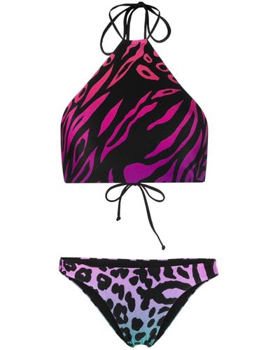 The Attico Bikini con animal print - Morado