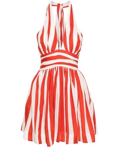 Zimmermann Alight Halterneck Linen Minidress - Red