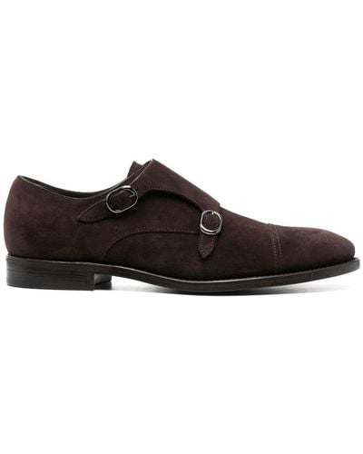 Henderson Buckled Suede Monk Shoes - Brown