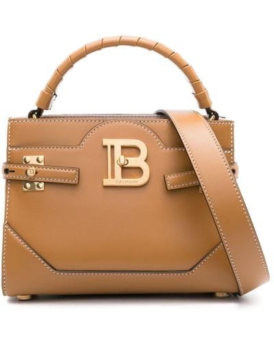 Balmain B-buzz 22 Leather Tote Bag - Brown