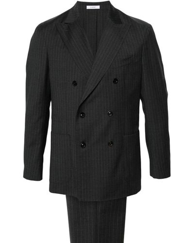 Boglioli Pinstriped Double-breasted Suit - Black