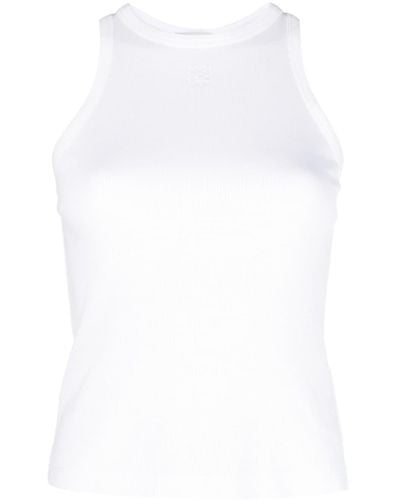 Sandro Logo-embroidered Ribbed Tank Top - White