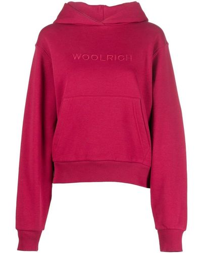 Woolrich Fleece-Hoodie mit Logo - Rot