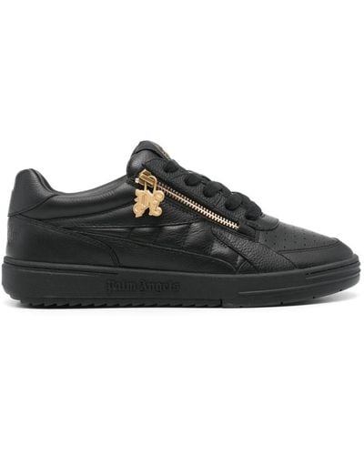 Palm Angels College Zipped Leather Sneakers - Black