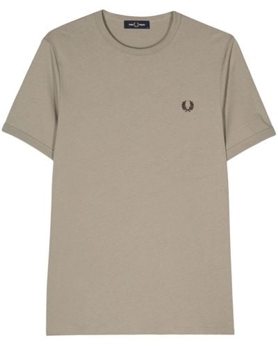 Fred Perry Katoenen T-shirt Met Geborduurd Logo - Grijs