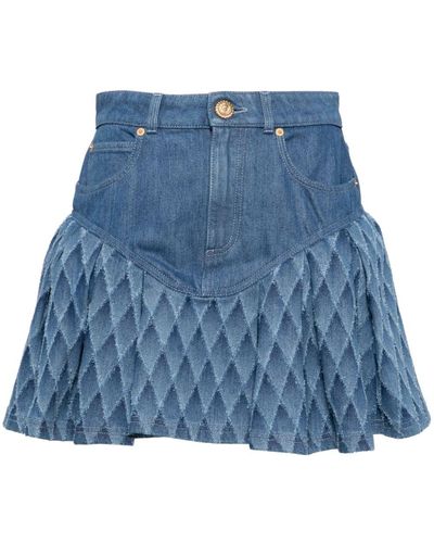 Balmain Peplum Denim Skirt - ブルー