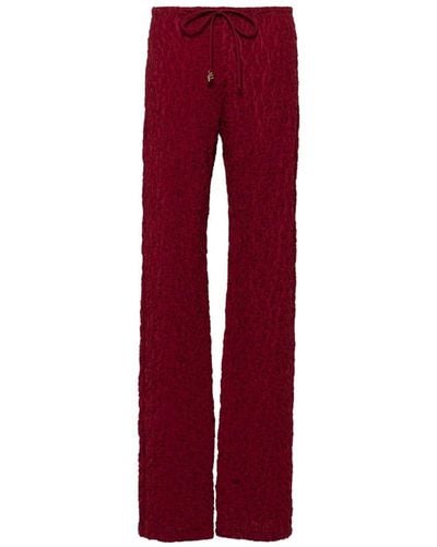 Fisico Cloqué-effect Straight Pants - Red