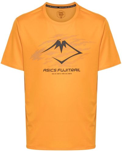 Asics Fujitrail T-Shirt mit Logo-Print - Orange
