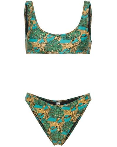 Reina Olga Coolio Jungle Fever-print Bikini Set - Green
