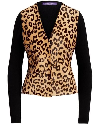 Ralph Lauren Collection Leopard-pattern Intarsia-knit Cardigan - Black
