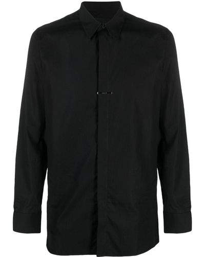 Givenchy Logo-plaque Pointed-collar Cotton Shirt - Black