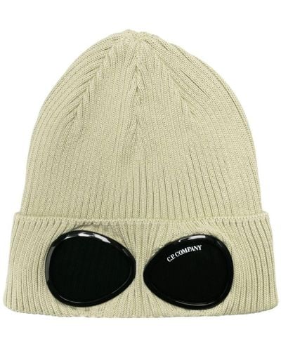 C.P. Company Goggles-detail Ribbed Beanie - Natural